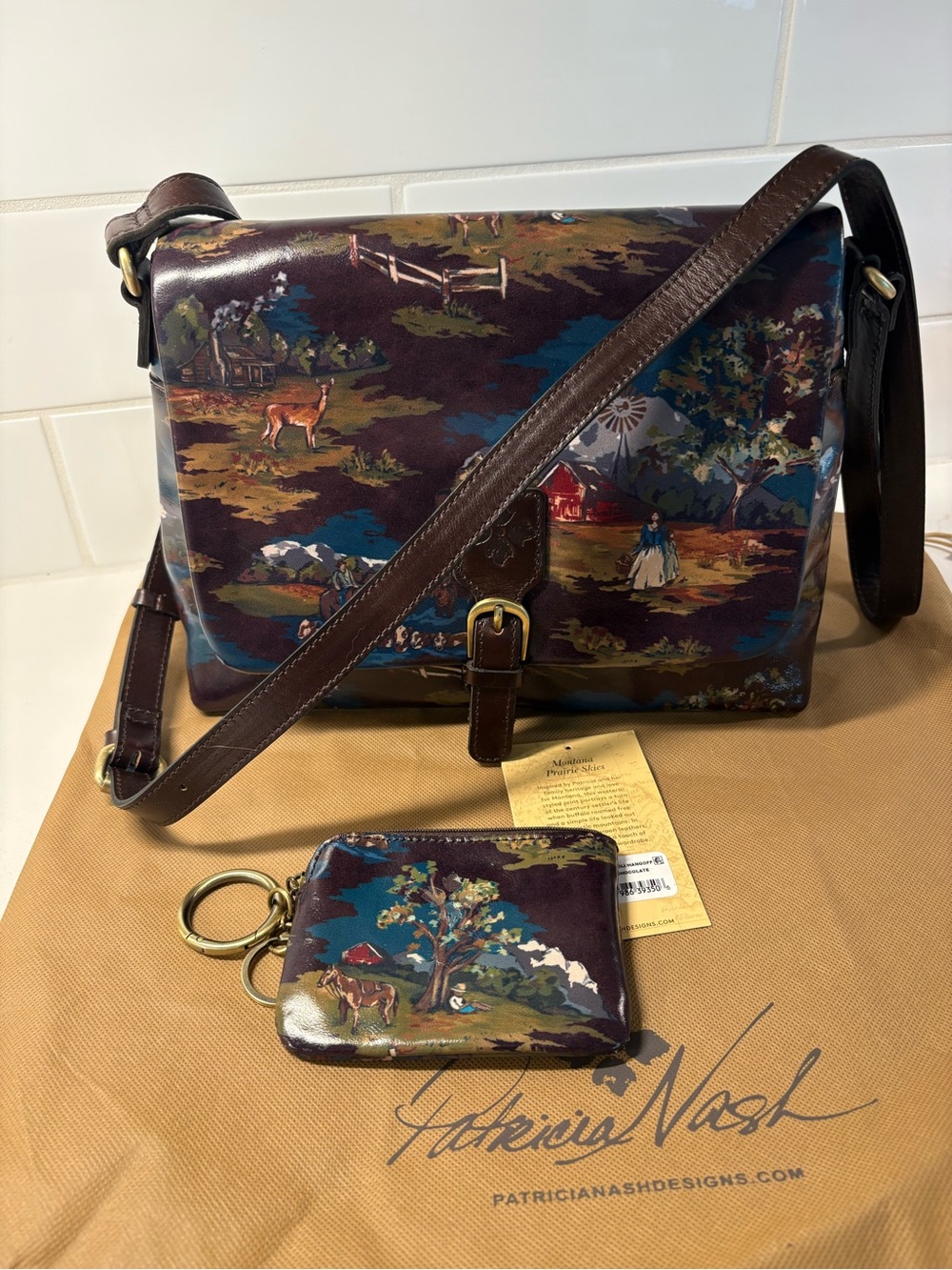 NWT Patricia Nash Montana Prairie Skies  Crossbody Bag w/Coin Purse